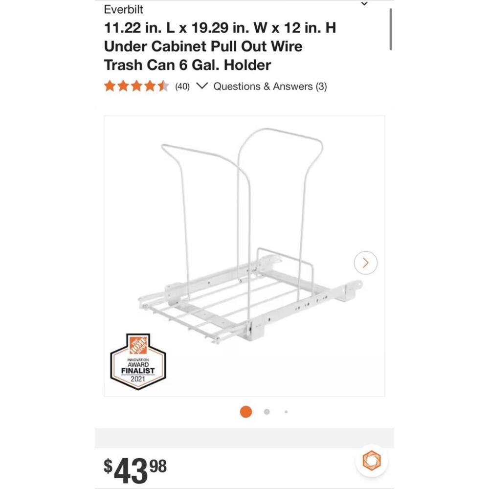 Everbilt Pull-Out Under Cabinet Trash Can Holder 6 Gal Wire Rack New